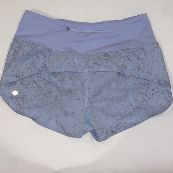 Lululemon! Blue/purple with marble pattern Speed Ups Low-Rise 2.5 Length Size 8 - Picture 2 of 4